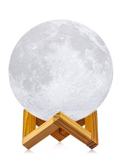 Buy 3D Printing Moon Light Night Lamp With Stand White 20cm in Egypt