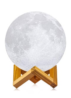 Buy 3D Print Moon LED Lamp With Stand Yellow 8cm in UAE