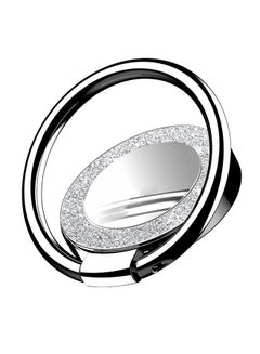 Buy Round Glitter 360 Degree Phone Stand Holders Metal Finger Ring Stand Silver in UAE