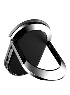 Buy Oval 360 Degree Phone Stand Holders Metal Finger Ring Stand Black/Silver in UAE