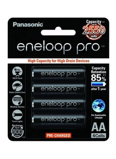 Buy 4-Piece Eneloop Pre Rechargeable AA Type Battery Set Black in Saudi Arabia