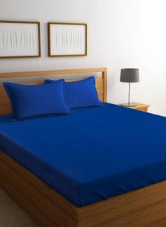Buy 3-Piece Percale  Bed Sheet Set Cotton Blue King in UAE