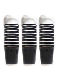 Buy 60 Piece Rippled Paper Cup Set Black in Saudi Arabia