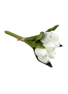 Buy Tulip Artificial Flower Bunch White/Green 30 x 7centimeter in Egypt