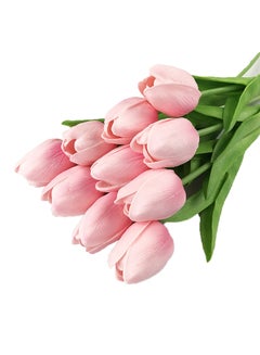 Buy 10 Piece Pu Mini Tulip Artificial Flower Pink/Green in UAE