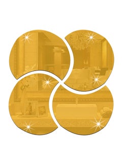 Buy 3D Stereo Removable Round Mirror Puzzle Mirror Wall Sticker Gold in Saudi Arabia
