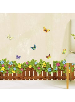 Buy Butterfly And Flower Fence 3D Wall Sticker Multicolour 50 X 70centimeter in Saudi Arabia