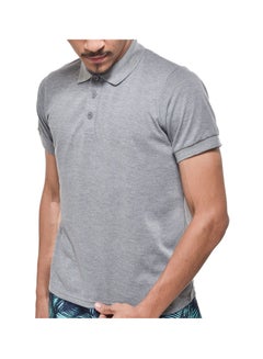 Buy Collared Neck Short Sleeve Polo Shirt Grey in Saudi Arabia