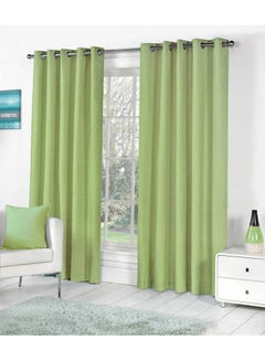 Buy Pack Of 2 Polyester Window Curtains Plain Light Green 152.4cm ( 5 Feet ) in Egypt