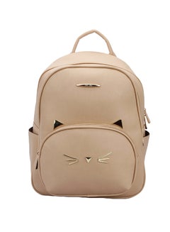 Buy Faux Leather Fashion Backpack Beige in Saudi Arabia