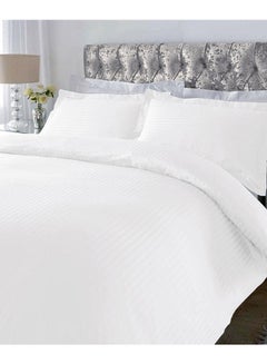 Buy 3-Piece Cotton Bedsheet With Pillow Cover Set Cotton White Queen in UAE