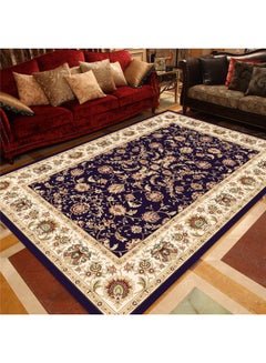 Buy Warm Living Luxurious Modern Printed Rectangular Anti-Slip Carpet Beige/Blue/Brown 140x200cm in Saudi Arabia