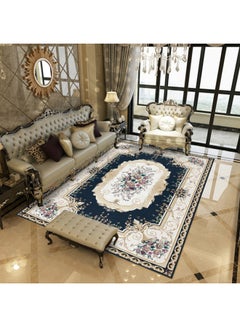 Buy Printed Floor Carpet Polypropylene Blue/White/Brown 140x200cm in UAE