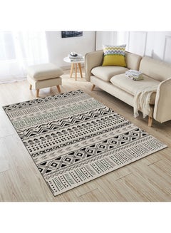Buy Printed Floor Carpet Off White/Black 140x200centimeter in Saudi Arabia