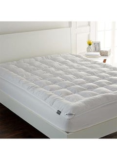 Buy One Layer Microfiber Mattress Topper 8 cm With Rubber Corner Edges Microfiber White 200x120cm in Saudi Arabia