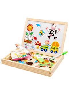 اشتري Wooden Magnetic Puzzle Figure Animals Farming Drawing Board Box Kids Educational Toy cm في مصر