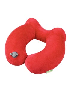 Buy Inflatable Neck Pillow Travel Airplane Pillow With Ear Plugs Eye Mask And Drawstring Bag Red in UAE
