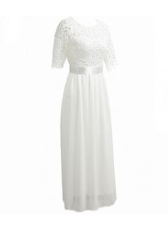 اشتري Half Sleeve Party Gown Dress White في الامارات