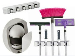 Buy Mop And Broom Holder Wall Mount Grey in Saudi Arabia