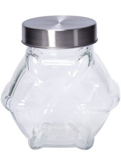 Buy Star Shape Glass Jar With Metal Lid Clear/Silver 1800ml in Saudi Arabia