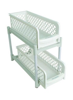 Buy Portable 2 Tier Basket Drawer White in UAE