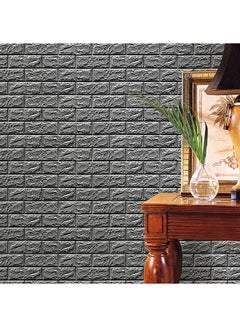 Buy 3D Brick Pattern Decorative Wallpaper Grey in UAE
