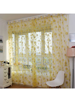 Buy Bronzing Peony Window Curtain Yellow 200 x 100cm in UAE