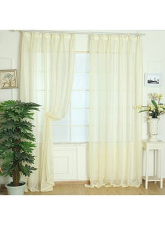 Buy Elegant Tulle Door Window Curtain Drape Panel Sheer Scarf Valances Beige in UAE