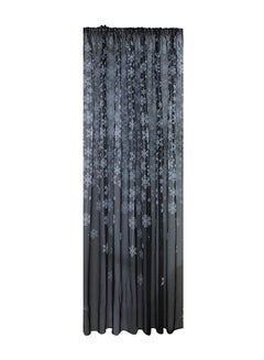 Buy Snowflake Pattern Window Curtain Black/Grey 110 x 250cm in UAE
