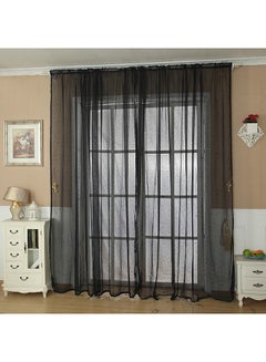 Buy Solid Pattern Window Curtain Black 200x100cm in UAE