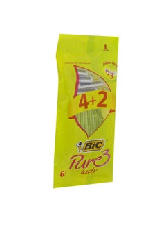 Buy 6-Piece Pure 3 Razor And Blade Multicolour in UAE
