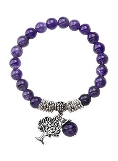 Buy Amethyst Natural Gemstone Healing Point Tree Charm Stretch Bracelet in UAE