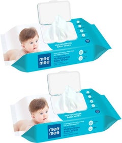 Buy Mee Mee Multipurpose Gentle Baby Wipes, White, 72 Pieces (Pack of 2) in Saudi Arabia