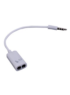 Buy Microphone Stereo Audio Splitter Adapter Connector Cable White in Saudi Arabia
