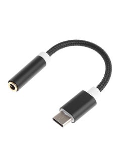 Buy Type-C To Audio Connector Microphone Female Convertible Adapter Black in UAE