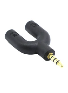 Buy Audio Splitter 2 Way U Jack to Headphone Microphone Converter Adaptor Black in UAE