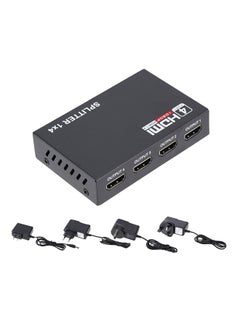 Buy 4-Port Full HD HDMI Splitter 1X4 Hub Repeater Amplifier 1 In 4 Out Black in UAE