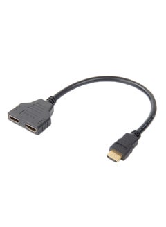 Buy 1 In 2 Out Hdmi Converter Connect Cable Cord 2 Dual Port Y Splitter 1080p Black in UAE