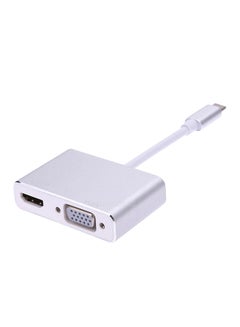 Buy Type C-2 In1 USB C To HDMI VGA UHD USB Type C To HDMI VGA Adapter For MacBook Silver in Egypt
