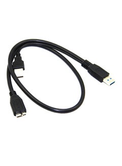 Buy Dual USB 3.0 A Male To Micro B Y Power Data Cable For Mobile Hard Disk Black in UAE