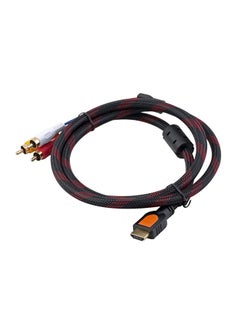 اشتري مهايئ كابل HDMI ذكر إلى صوت/فيديو RCA لبلاي ستيشن 3 وبلاي سيتشن 4 إلى إكس بوكس وي أسود/أحمر في الامارات