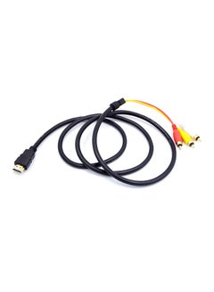 Buy HDMI Male To 3 RCA Video Audio AV Cable Adapter For 1080P HDTV DVD Black in Saudi Arabia