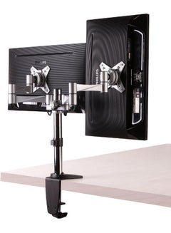 Buy Dual Monitor Arms Desk Mount / Silver/Black in UAE