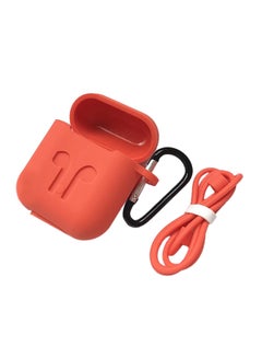 Buy Protecting Case Cover For Apple AirPods With Carabiner Red in UAE