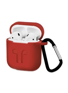 Buy Protecting Case Cover For Apple AirPods With Carabiner Red in Saudi Arabia