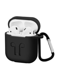 Buy Protecting Case Cover For Apple AirPods With Carabiner Black in Saudi Arabia