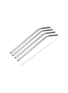 Buy 4-Piece Reusable Bent Drinking Straws Set Silver in Egypt