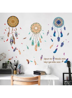 Buy Colourful Feather Wall Sticker Green/Yellow/Pink 90x60centimeter in Saudi Arabia