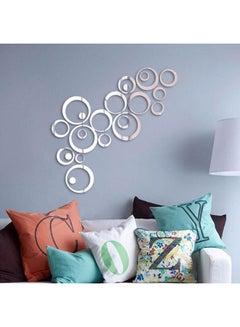 Buy 24-Piece Circle Mirror Wall Sticker Set Multicolour 13.5x3.5cm in Egypt