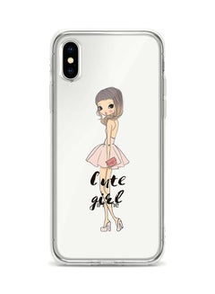 Buy Apple iPhone XS / X Classic Clear Case Soft TPU Gel Thin Transparent Flexible Cover - Coy Cute Girl Multicolour in UAE